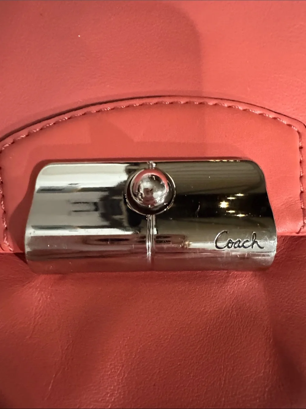 Coach Kristin Coral Pink Leather Shoulder Bag